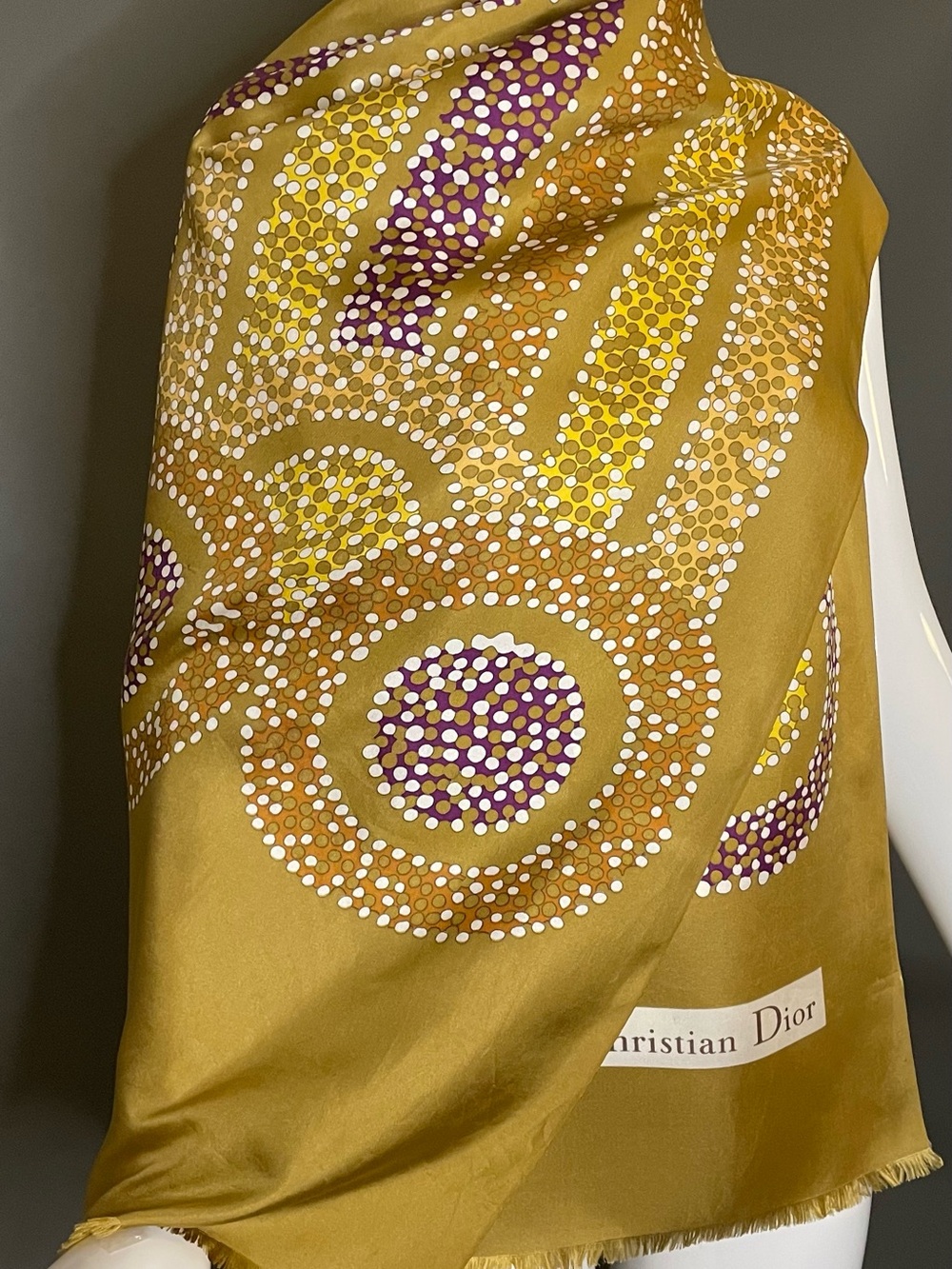 Huge Christian Dior Silk Scarf 20 In by 68 In Excellent Condition
